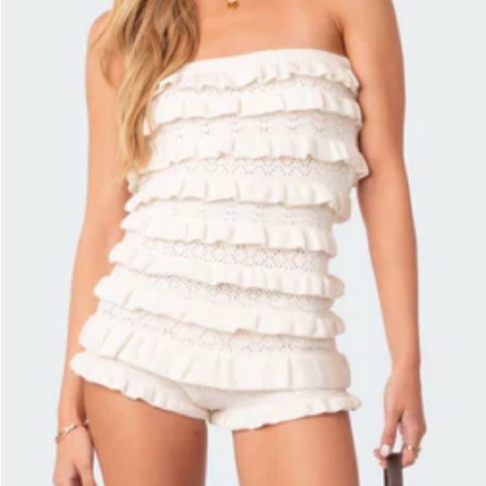 Edikted Knit Ruffled Romper